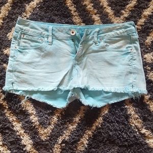 Turquoise Cutoff Jean Shorts
